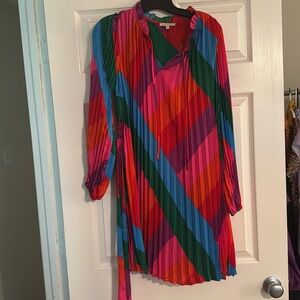 Fun colorful dress, with tie to snatch in that waist! BRAND NEW!